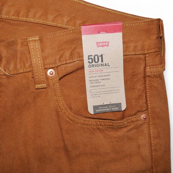 Levis 501 Original Fit Jeans Men's Size 36X30 Rust Brown Denim Straight Leg NEW - Picture 7 of 11